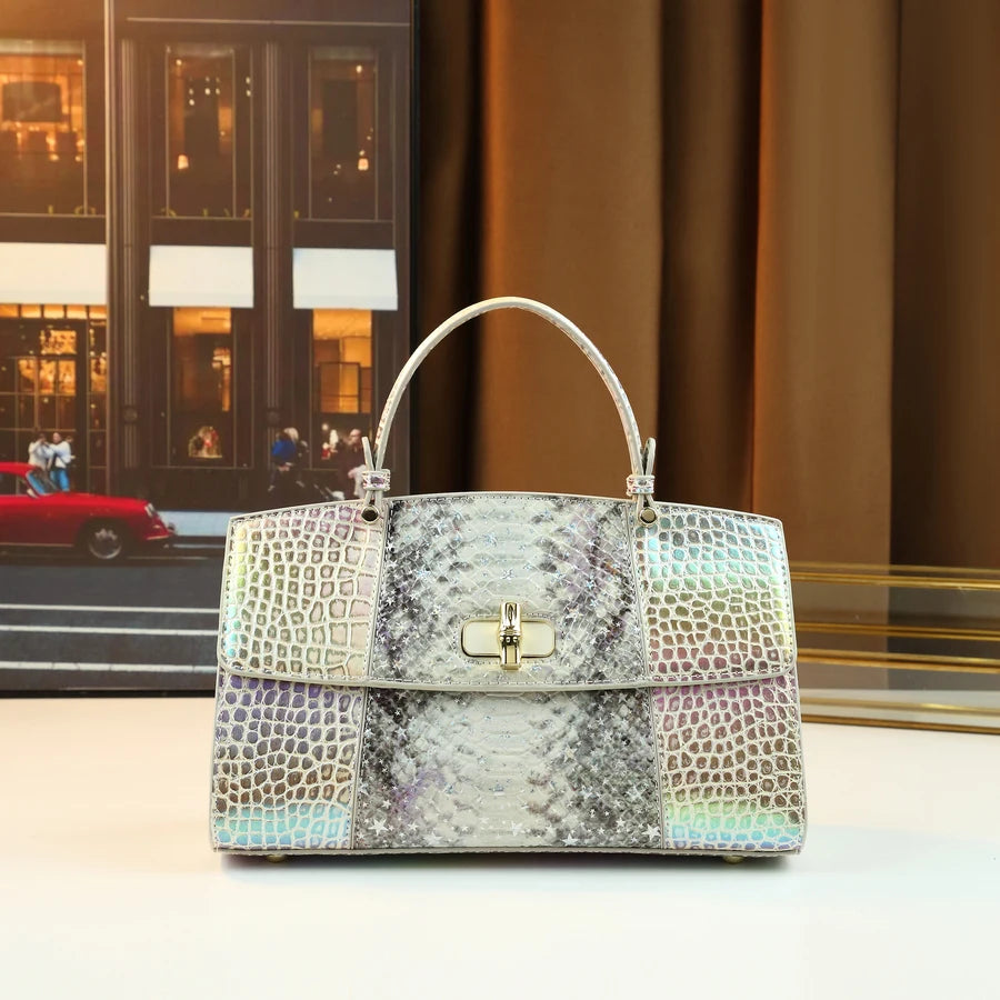 European and American fashion new snake pattern gradual change color matching light luxury high sense portable women's bag