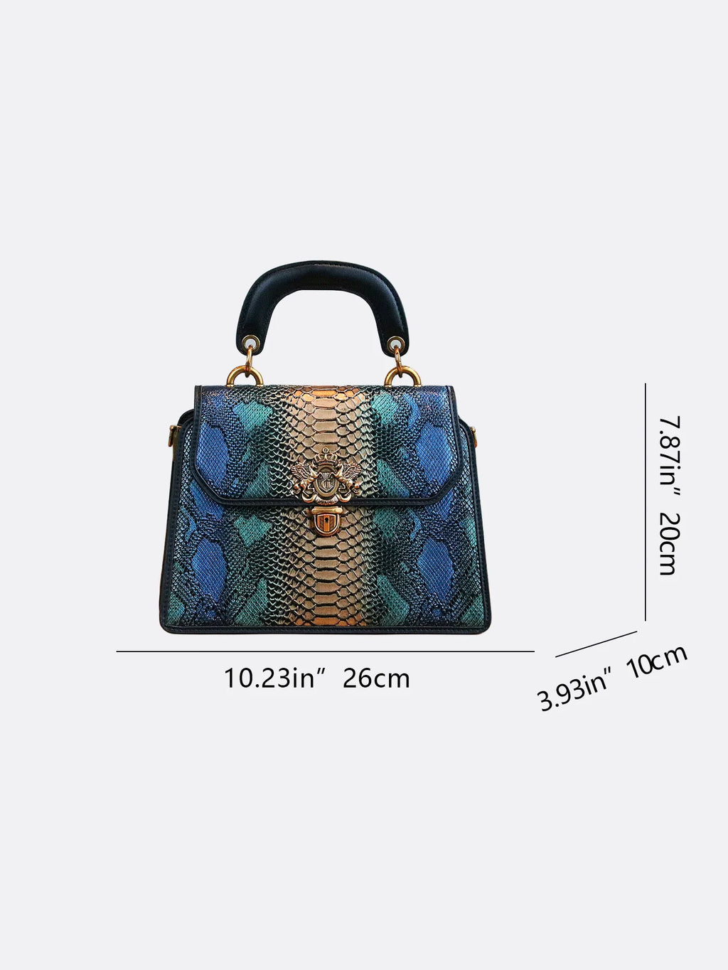 High-end customized 2024 new retro women's bag, fashion trend heavy industry luxury blue gold snake pattern lock handbag mature