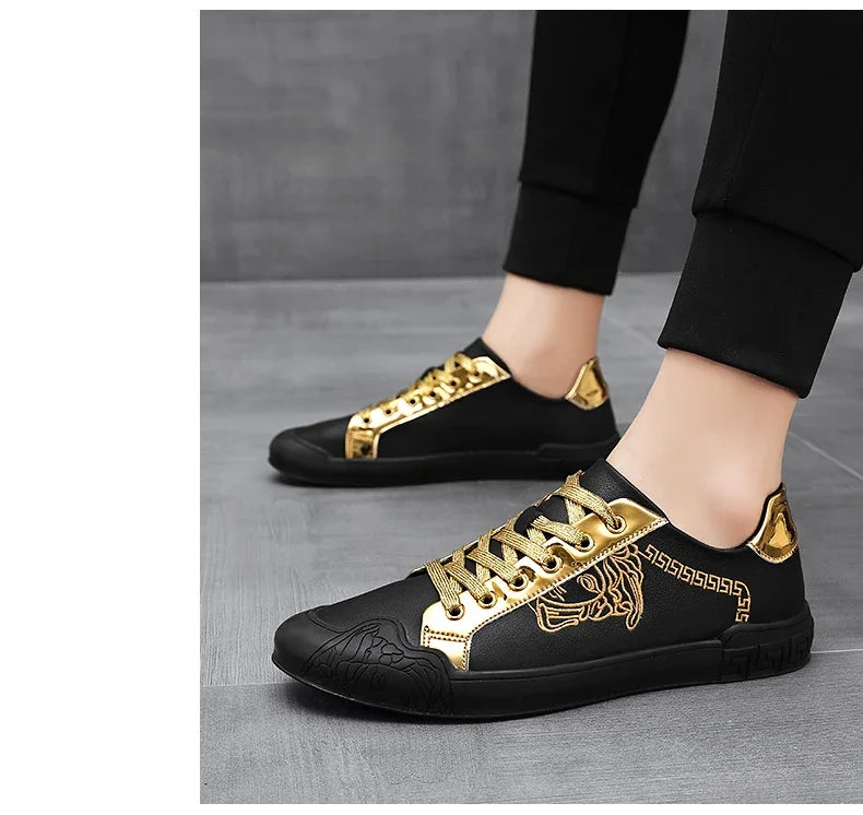 Men's Leather Shoes Casual Comfort Cricket Shoes Fashion Sneakers For Men Lightweight Driving Shoes