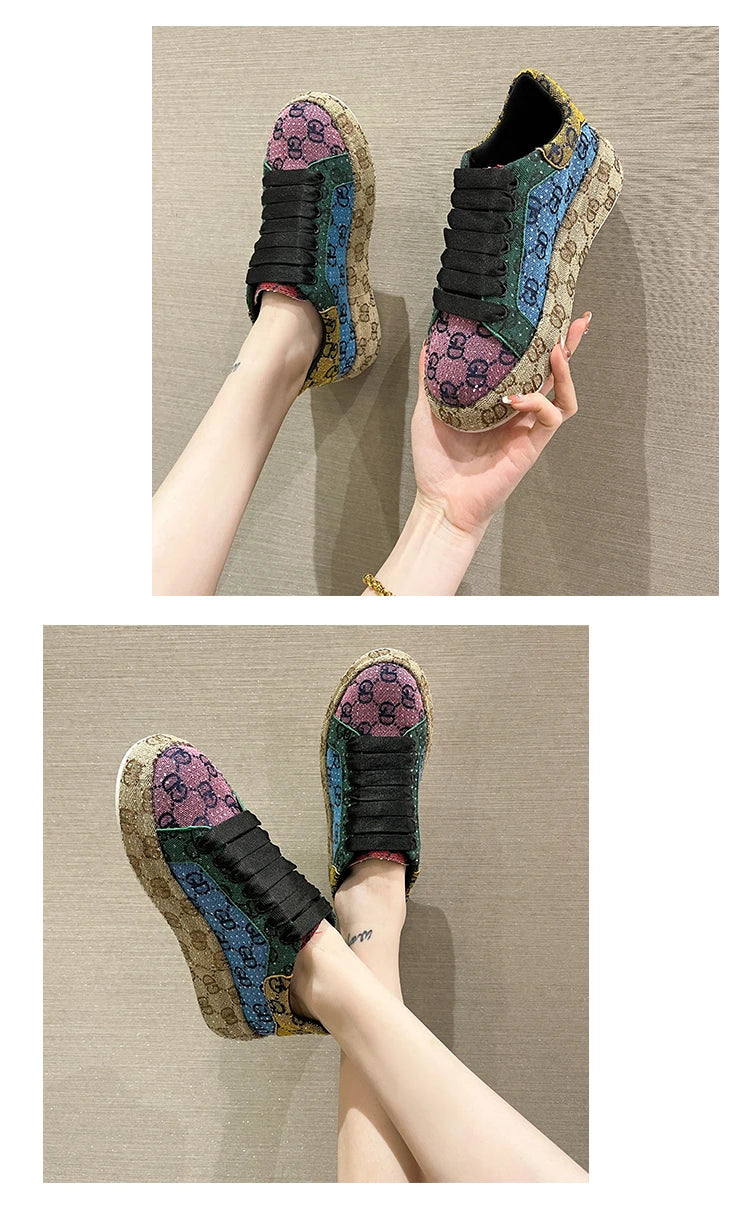 Mixed colors Full Diamond Women's Casual Shoes Fashion Luxury Platform Sports Shoes Women's Party Designer Shining Women's Shoes