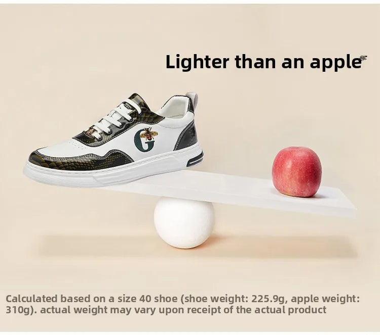 Italian Designer Men's Casual Bee Shoes, Luxurious and Fashionable Genuine Leather Business Shoes, Classic Sports Shoes