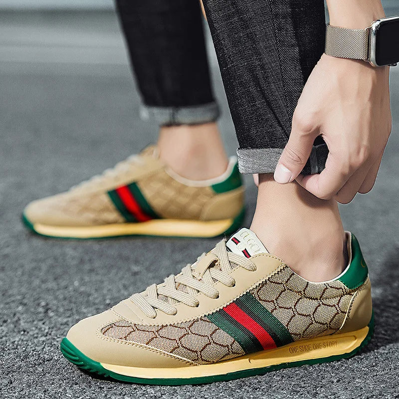 Men's Summer Sport Casual Shoes Breathable Retro Style Low Top Canvas Sneakers Flat Heel Rubber Outsole Fashionable Trendy