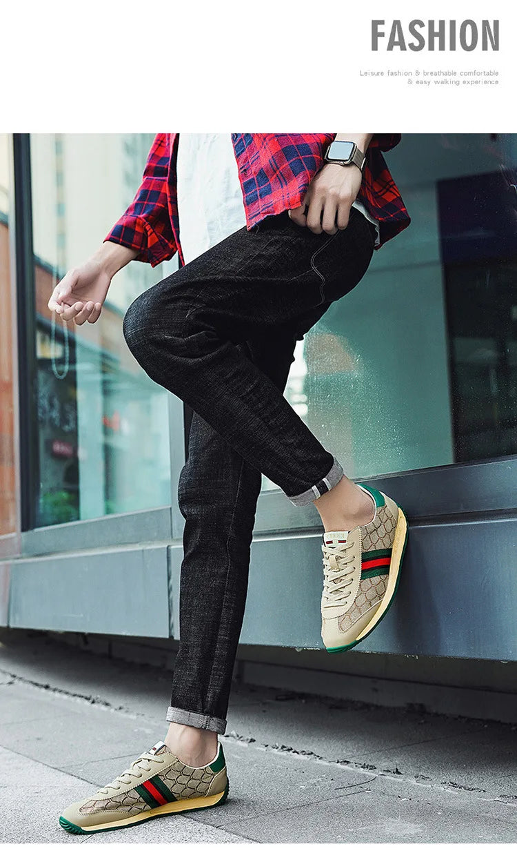 Men's Summer Sport Casual Shoes Breathable Retro Style Low Top Canvas Sneakers Flat Heel Rubber Outsole Fashionable Trendy