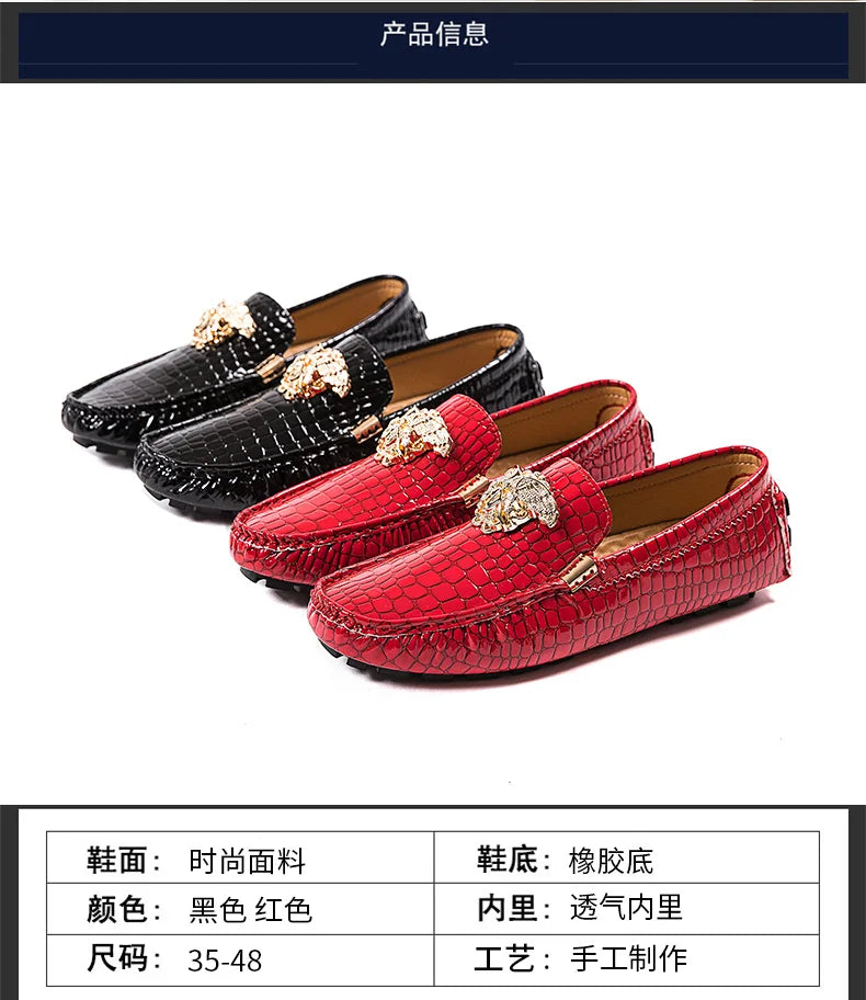 European Station Slip-On Lazy Beanie Shoes Men's Crocodile Pattern Men's Shoes 36 Small Size 48 Large Size New Casual Men's Leather Shoes