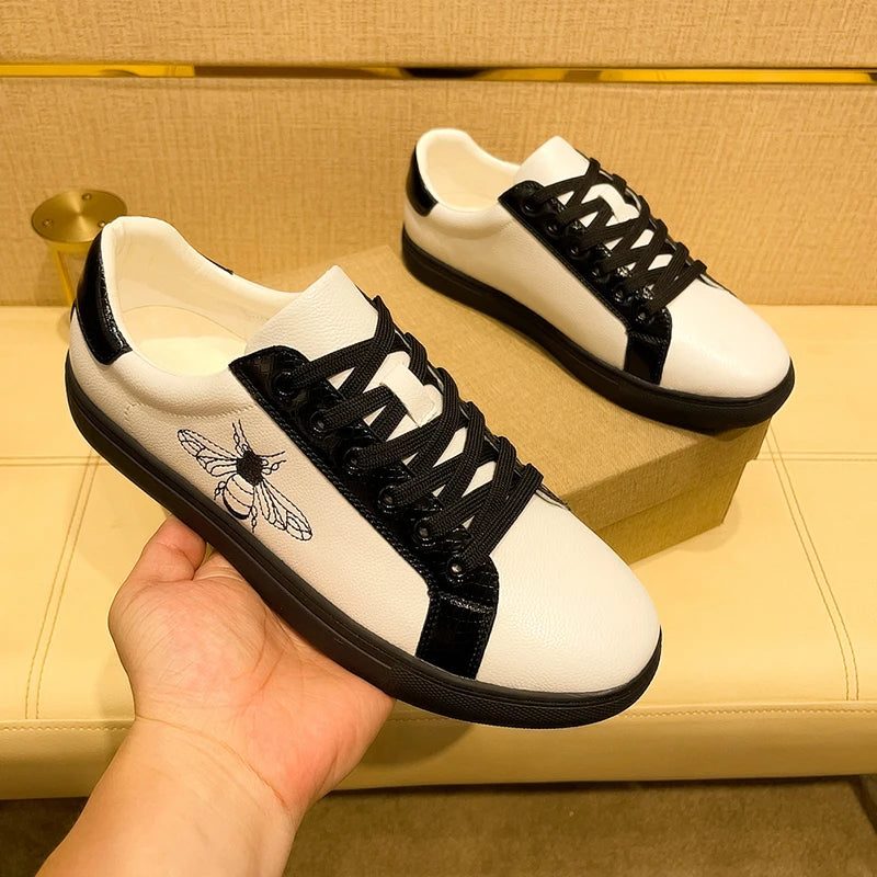 Genuine Leather Luxury Brand Shoes for Men Classic Embroidered Men Skateboard Shoes Designer Sport Shoes Men Zapatillas De Skate