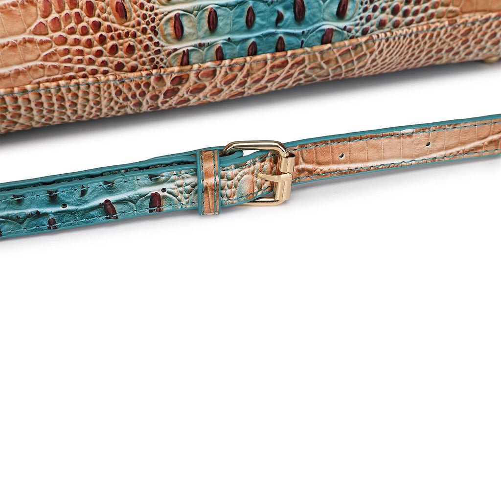 Crocodile Pattern Handbag & Purses Set, Multi-functional Vintage Top Handle Crossbody Bag & Business Clutch Bag & Card Coi