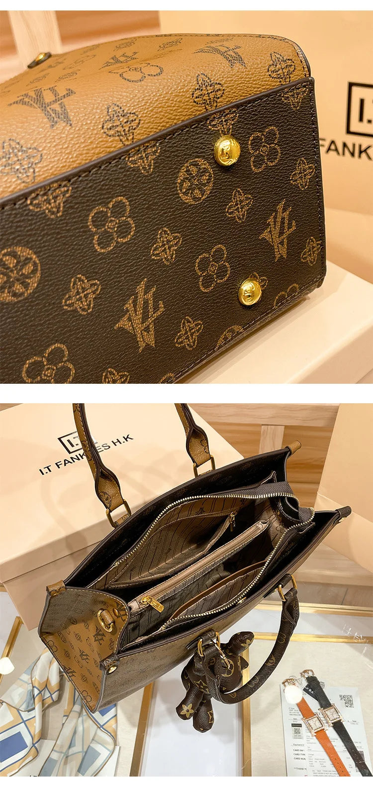 Hong Kong Genuine Leather Handbag Women's Hot Sale Of The Season New Summer Tote Bag Large Capacity Crossbody Bag for Daily Use