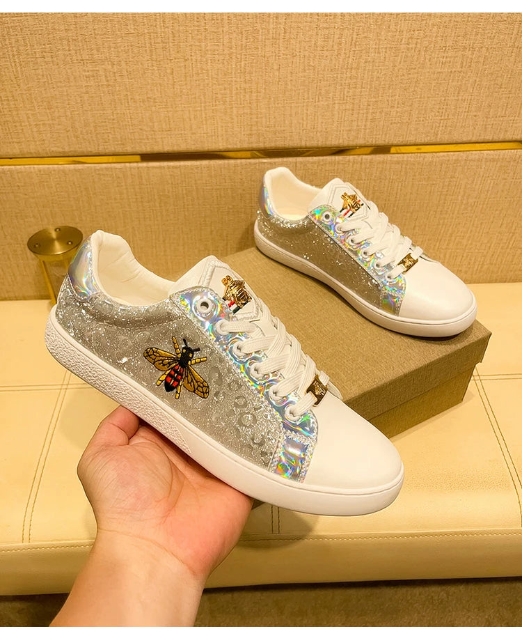 Genuine Leather Luxury Brand Shoes for Men Classic Embroidered Men Skateboard Shoes Designer Sport Shoes Men Zapatillas De Skate