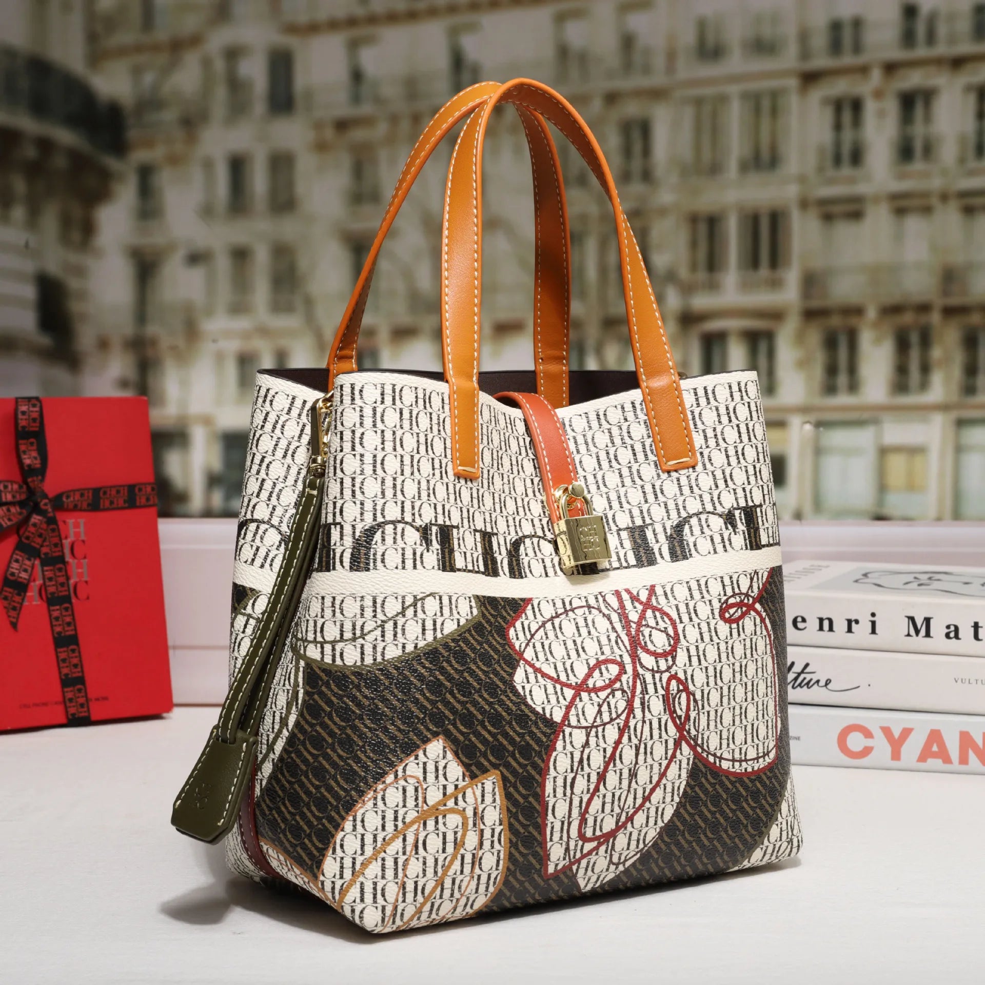 Street Style Bucket Bag Women's Crossbody Handbag PU Material Medium Size Printed Element Autumn Winter Fashion Tote Bag