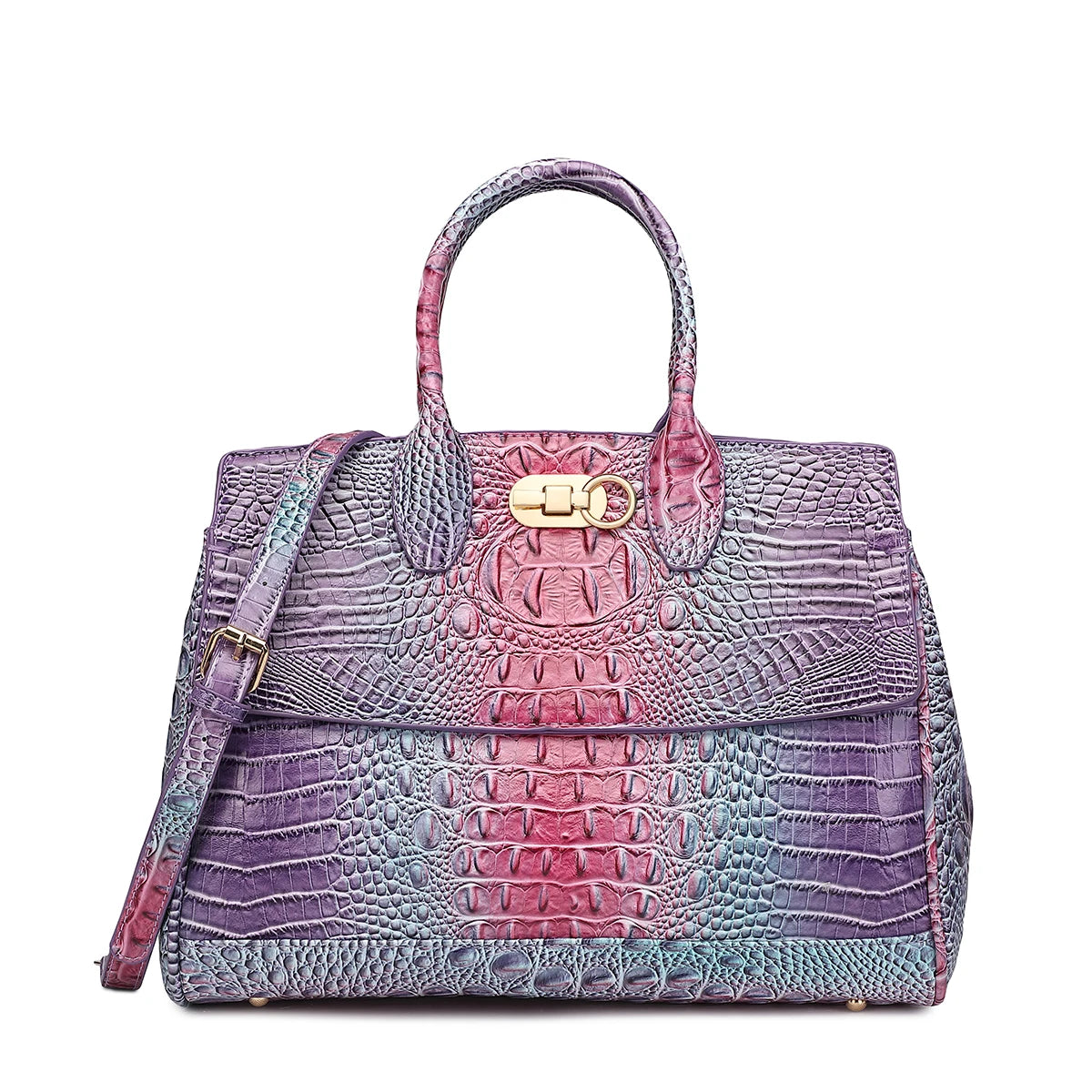 Crocodile Pattern Handbag & Purses Set, Multi-functional Vintage Top Handle Crossbody Bag & Business Clutch Bag & Card Coi