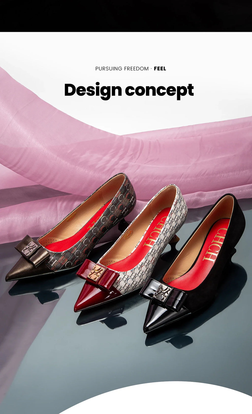 Classic Retro Pointed Toe Design Women's Strap Heel Single Shoes Fashion New Comfortable Versatile Letters Printed