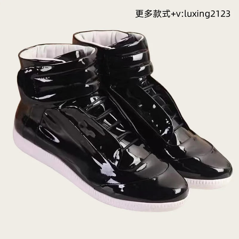 Men's High Top oes Genuine Leather Sport Casual White Dequn Sneakers mid Top Board oes Large Size Autumn Winter Faion