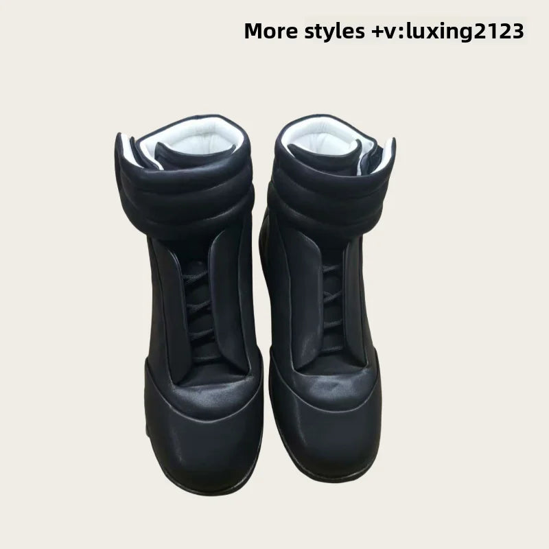 Men's High Top oes Genuine Leather Sport Casual White Dequn Sneakers mid Top Board oes Large Size Autumn Winter Faion