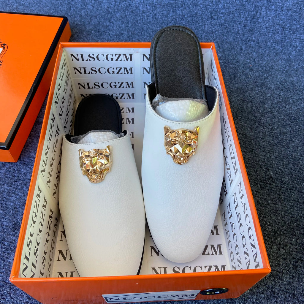 half slippers shoes for man mules luxury loafers designer shoes casual business mules homme masculinos