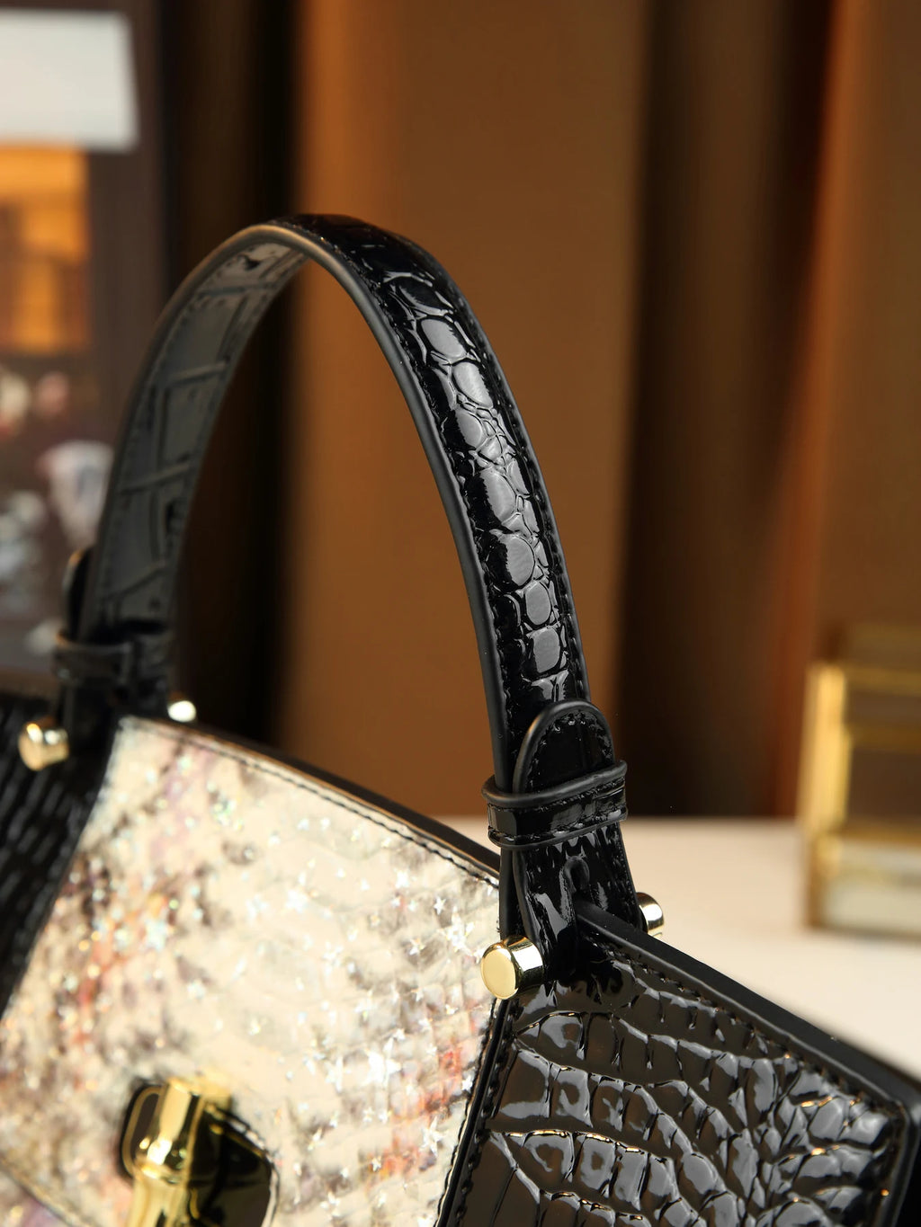 European and American fashion new snake pattern gradual change color matching light luxury high sense portable women's bag