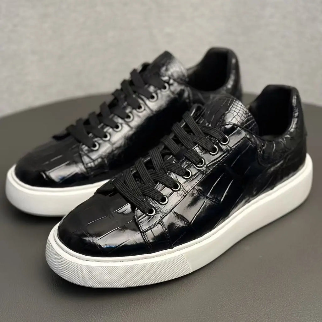 2025 new arrival Fashion Crocodile Skin causal shoes men,male Genuine leather Sneakers pdd586