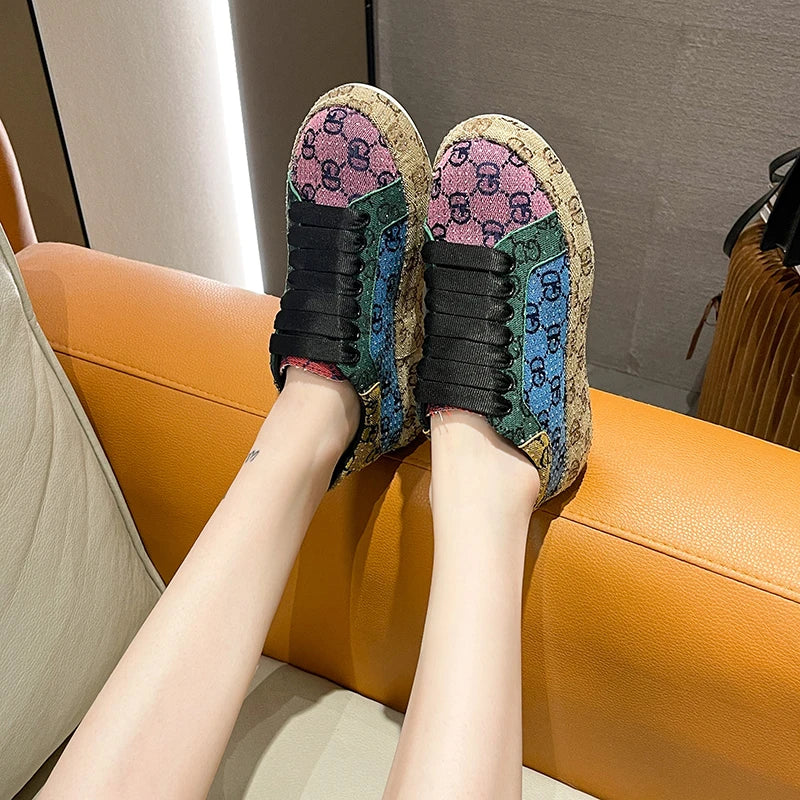 Mixed colors Full Diamond Women's Casual Shoes Fashion Luxury Platform Sports Shoes Women's Party Designer Shining Women's Shoes