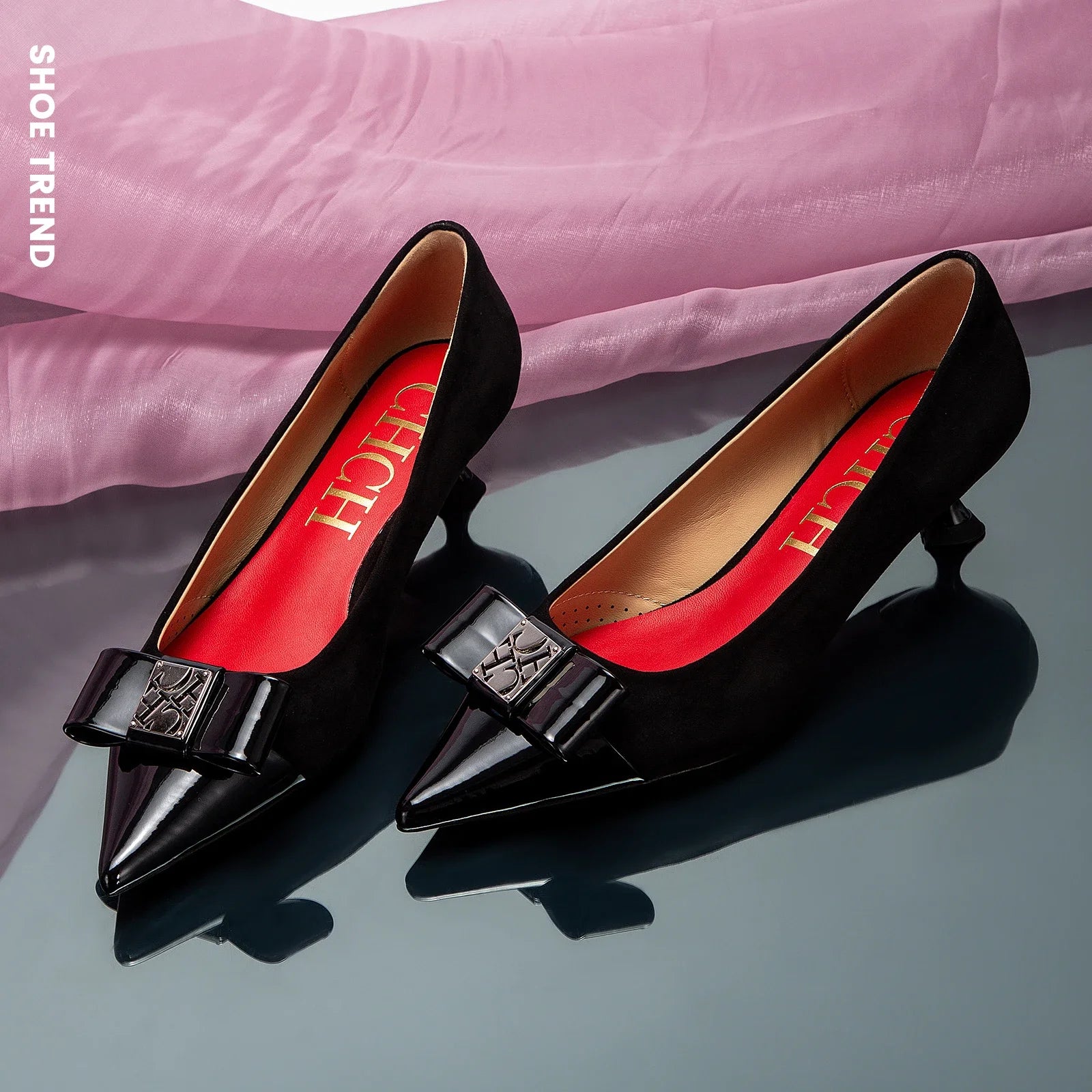 Classic Retro Pointed Toe Design Women's Strap Heel Single Shoes Fashion New Comfortable Versatile Letters Printed