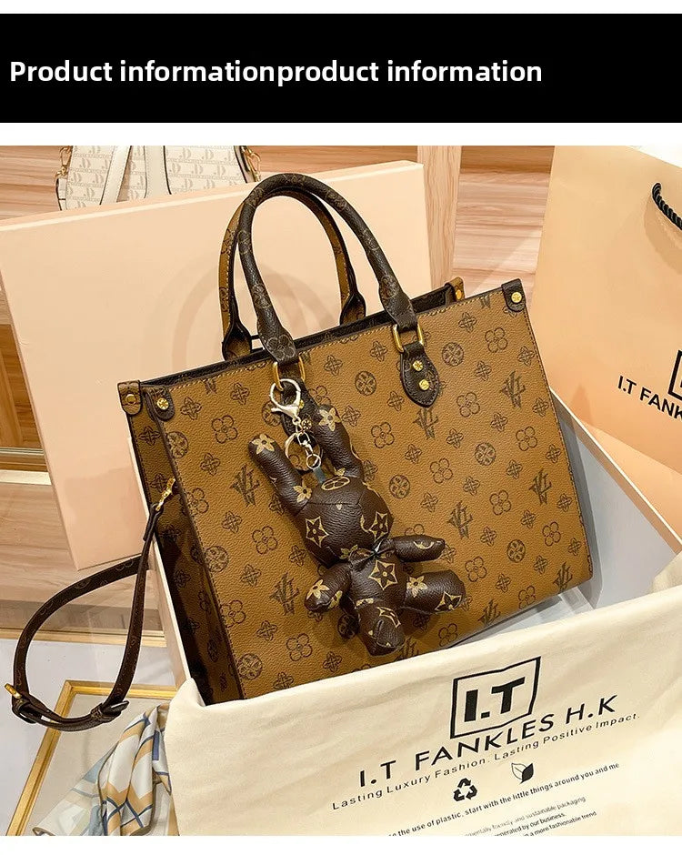 Hong Kong Genuine Leather Handbag Women's Hot Sale Of The Season New Summer Tote Bag Large Capacity Crossbody Bag for Daily Use
