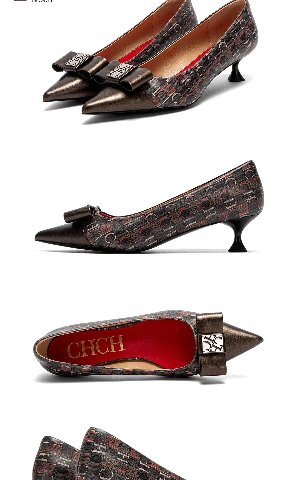 Classic Retro Pointed Toe Design Women's Strap Heel Single Shoes Fashion New Comfortable Versatile Letters Printed