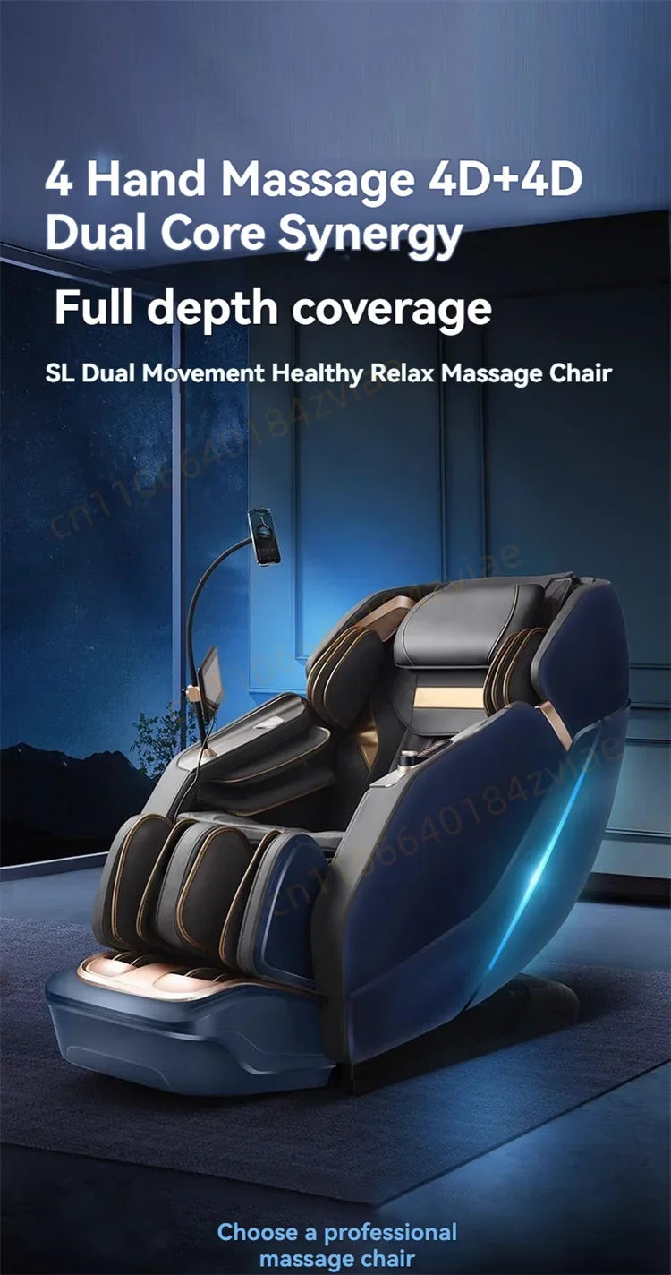 4D Daul Core Massage Chair Full Body with Health Detection Zero Gravity SL Track Deep Stretch Heated Smart Massage Chairs