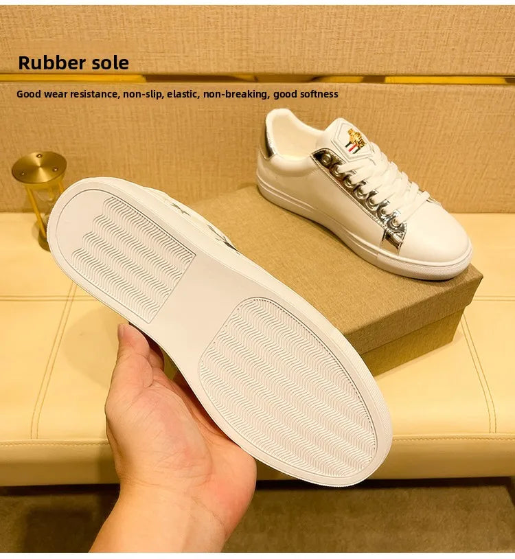 High-quality Men's Casual Shoes with Exquisite Embroidery, Anti-slip and Wear-resistant, Street Fashion Handcrafted Leathershoes