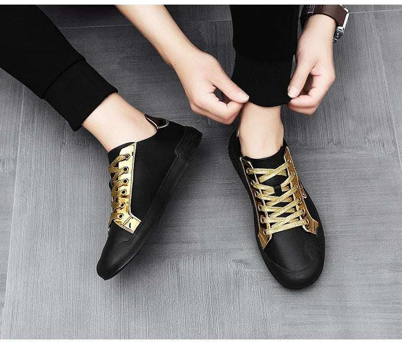 Men's Leather Shoes Casual Comfort Cricket Shoes Fashion Sneakers For Men Lightweight Driving Shoes