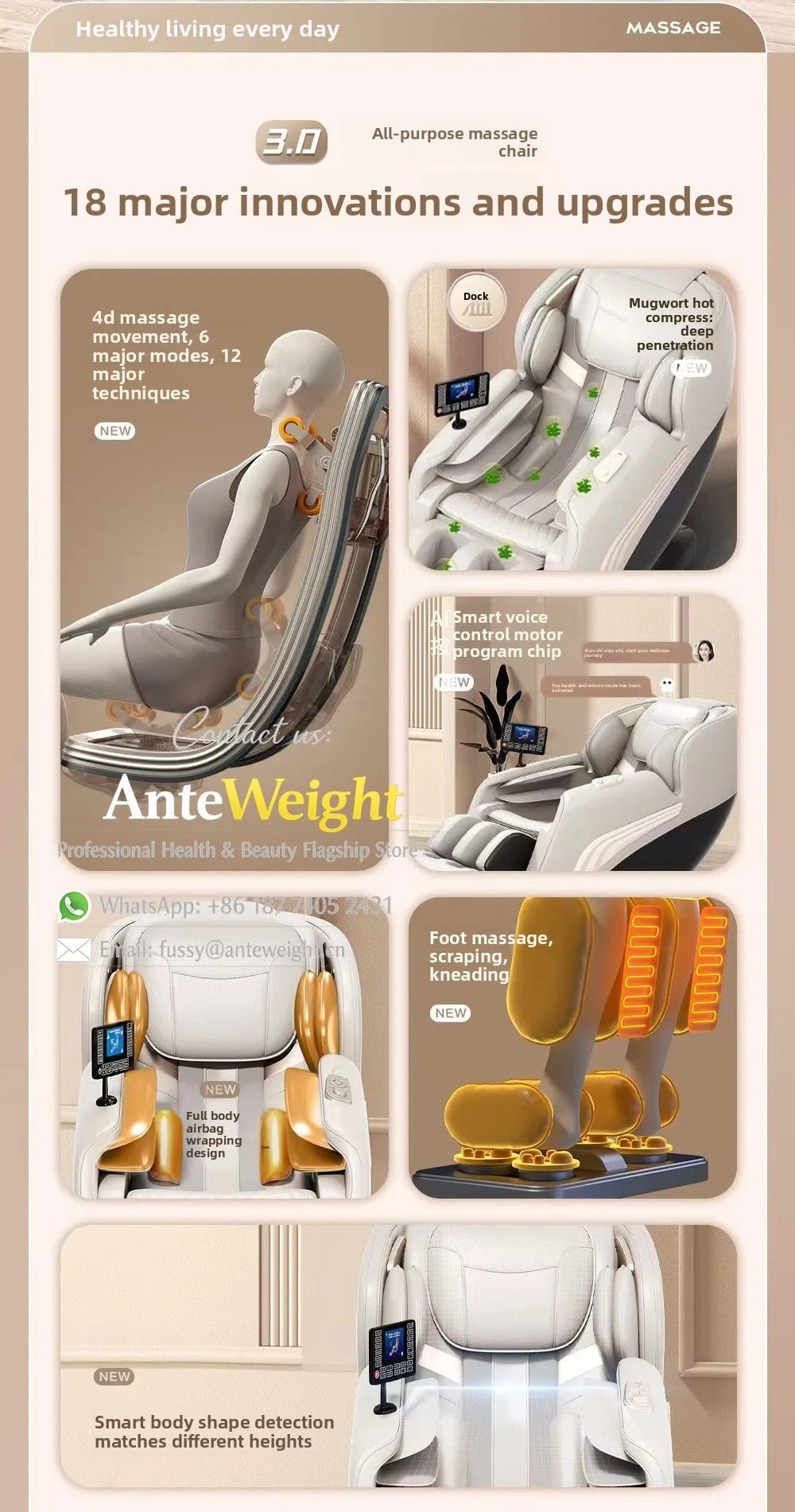 Smart Zero Gravity Space Capsule Massage Chair, Full Body Electric Automatic | Multi-Function Home Recliner