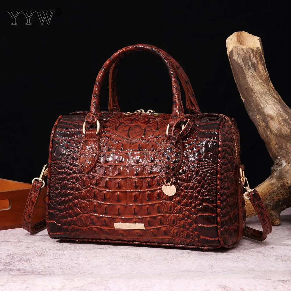 Top-Handle Crocodile Purses For Women Crossbody Leather Bags Trendy Large Capacity Tote with Shoulder Strap Lady Commuting Bags