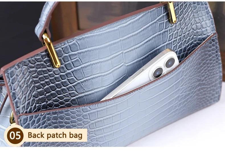 2025 New Crocodile Pattern Large Capacity Handbag Vintage Ladies Single Shoulder Slant Cross Bag Stylish Simple Women's Purse
