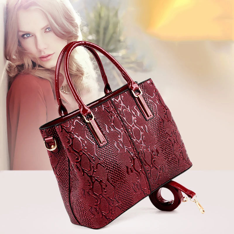 Fashion Patent Leather Shoulder Bag for Women, Luxury Handbags, Female Large Capacity Crossbody Bag ,Designer Handle Bag