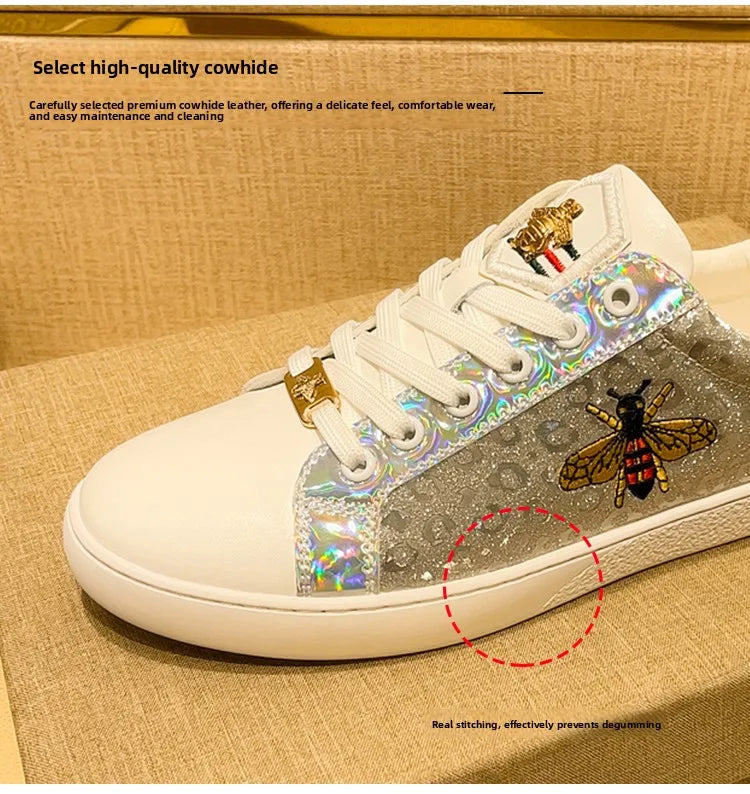 Genuine Leather Luxury Brand Shoes for Men Classic Embroidered Men Skateboard Shoes Designer Sport Shoes Men Zapatillas De Skate