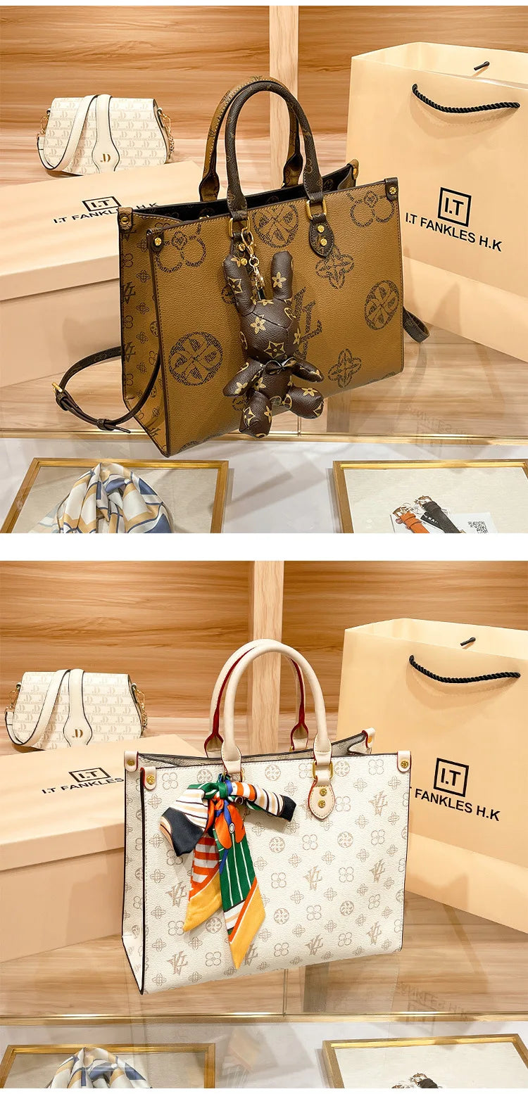 Hong Kong Genuine Leather Handbag Women's Hot Sale Of The Season New Summer Tote Bag Large Capacity Crossbody Bag for Daily Use