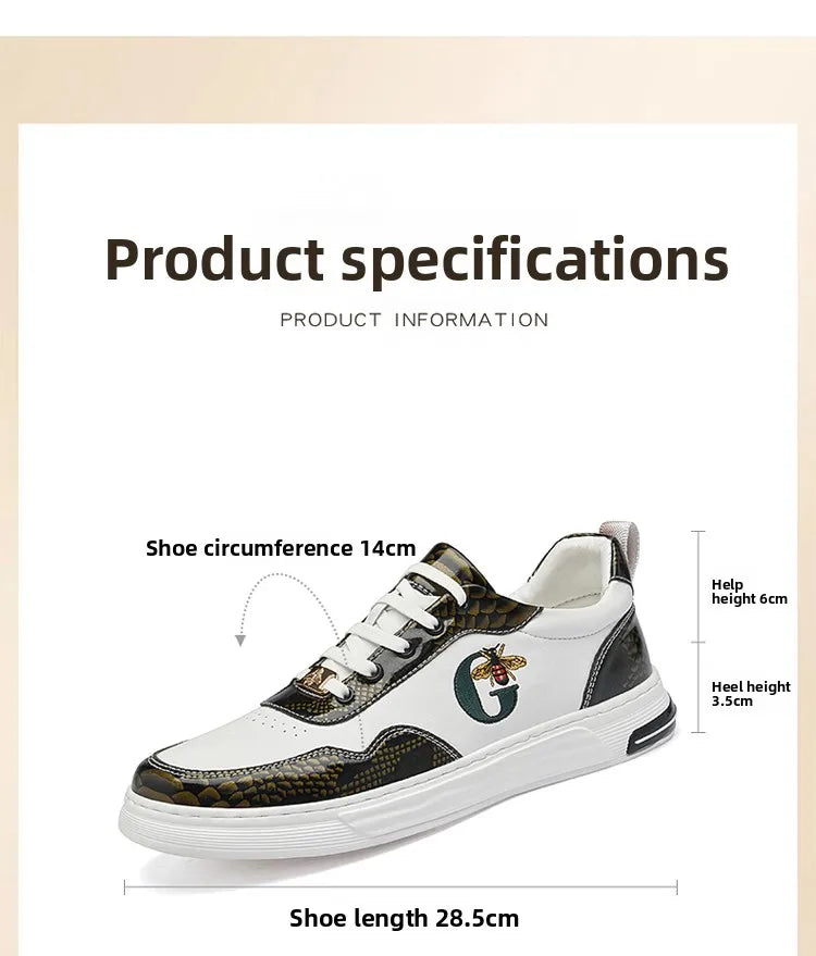 Italian Designer Men's Casual Bee Shoes, Luxurious and Fashionable Genuine Leather Business Shoes, Classic Sports Shoes