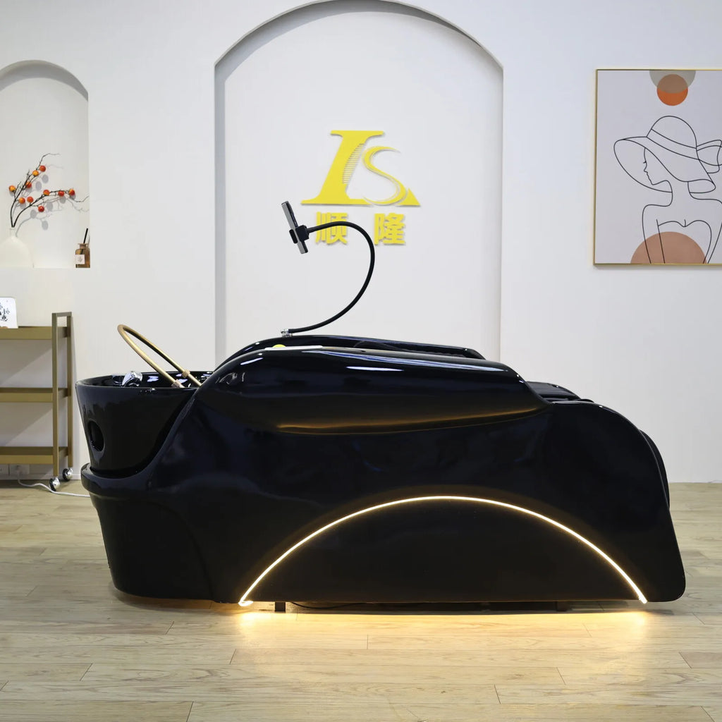 Luxury Automatic Massage Shampoo Bed with Ergonomic Design, LED Lighting Strip, Ideal for Hair Washing and Relaxation in Salon