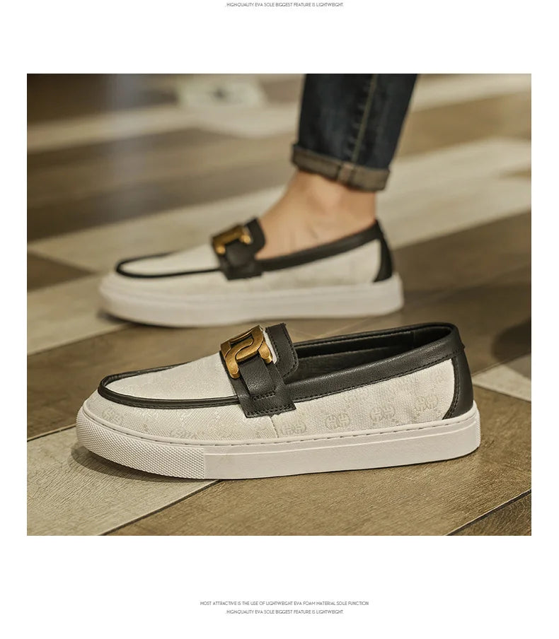 2025 New Bussiness Casual Shoes for Men Low-top Fashion Loafers Slip On Flat Boat Shoe Mens Luxury Leather Shoes