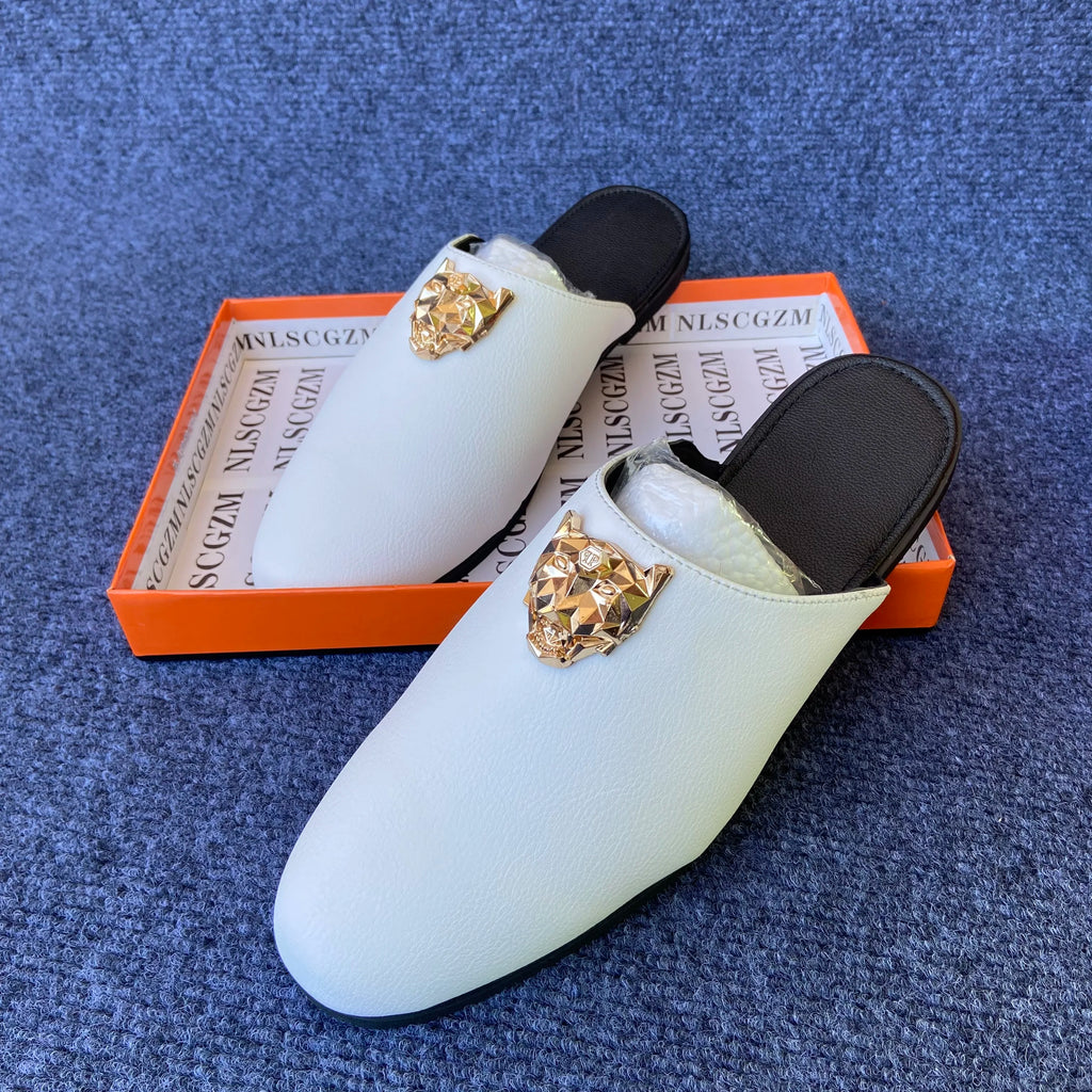 half slippers shoes for man mules luxury loafers designer shoes casual business mules homme masculinos