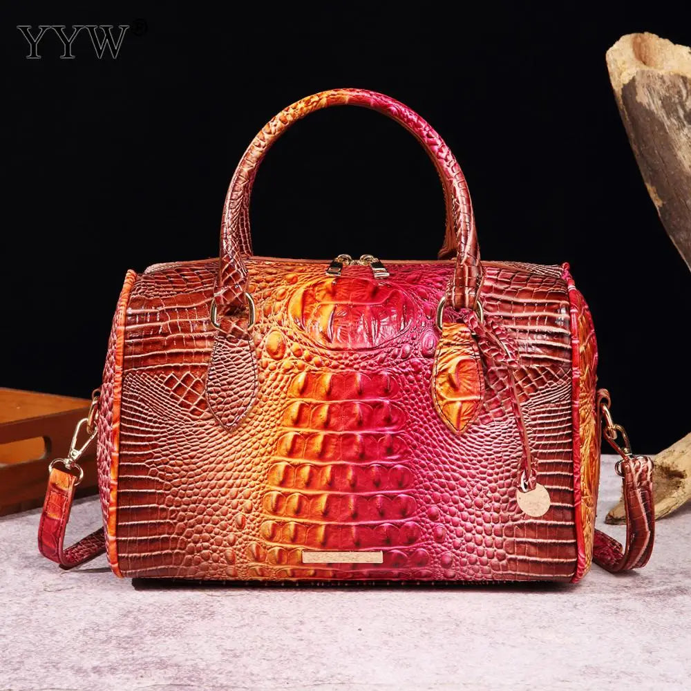 Top-Handle Crocodile Purses For Women Crossbody Leather Bags Trendy Large Capacity Tote with Shoulder Strap Lady Commuting Bags