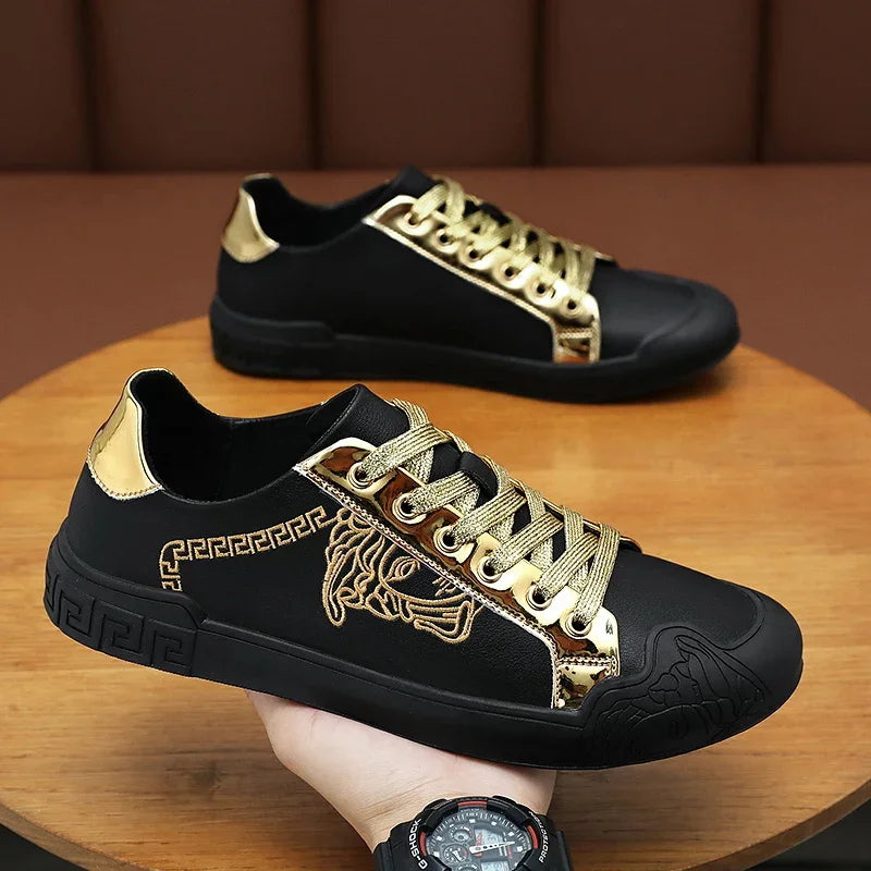 Men's Leather Shoes Casual Comfort Cricket Shoes Fashion Sneakers For Men Lightweight Driving Shoes
