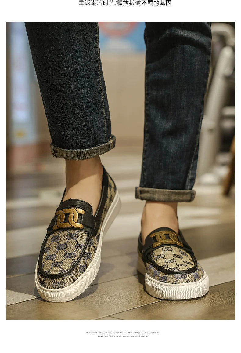 2025 New Bussiness Casual Shoes for Men Low-top Fashion Loafers Slip On Flat Boat Shoe Mens Luxury Leather Shoes