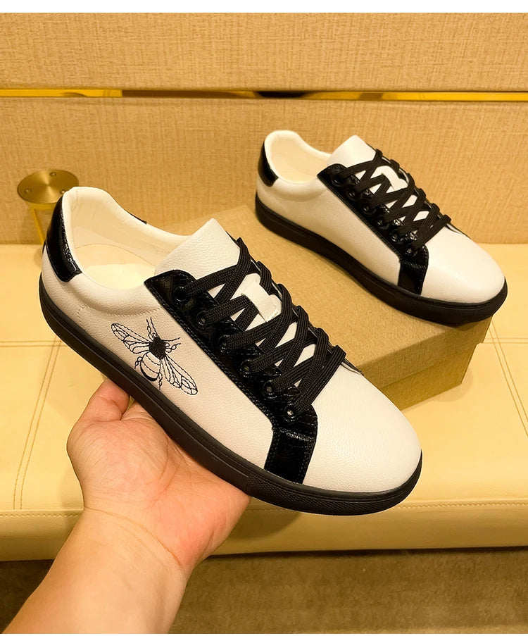 Genuine Leather Luxury Brand Shoes for Men Classic Embroidered Men Skateboard Shoes Designer Sport Shoes Men Zapatillas De Skate