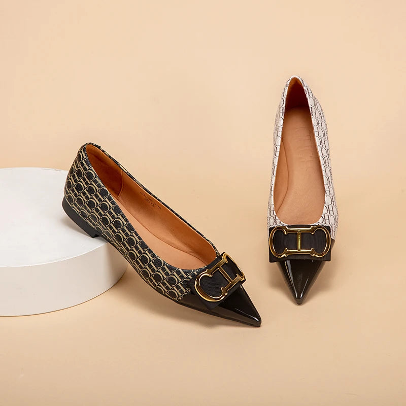 Spring Women's Casual Shoes Classic Style Fashion Letter Print Pointed Toe Daily Commuter Women's Flat Comfortable To Wear