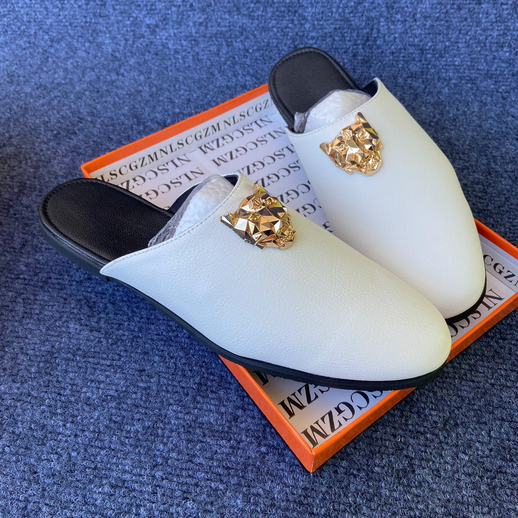 half slippers shoes for man mules luxury loafers designer shoes casual business mules homme masculinos