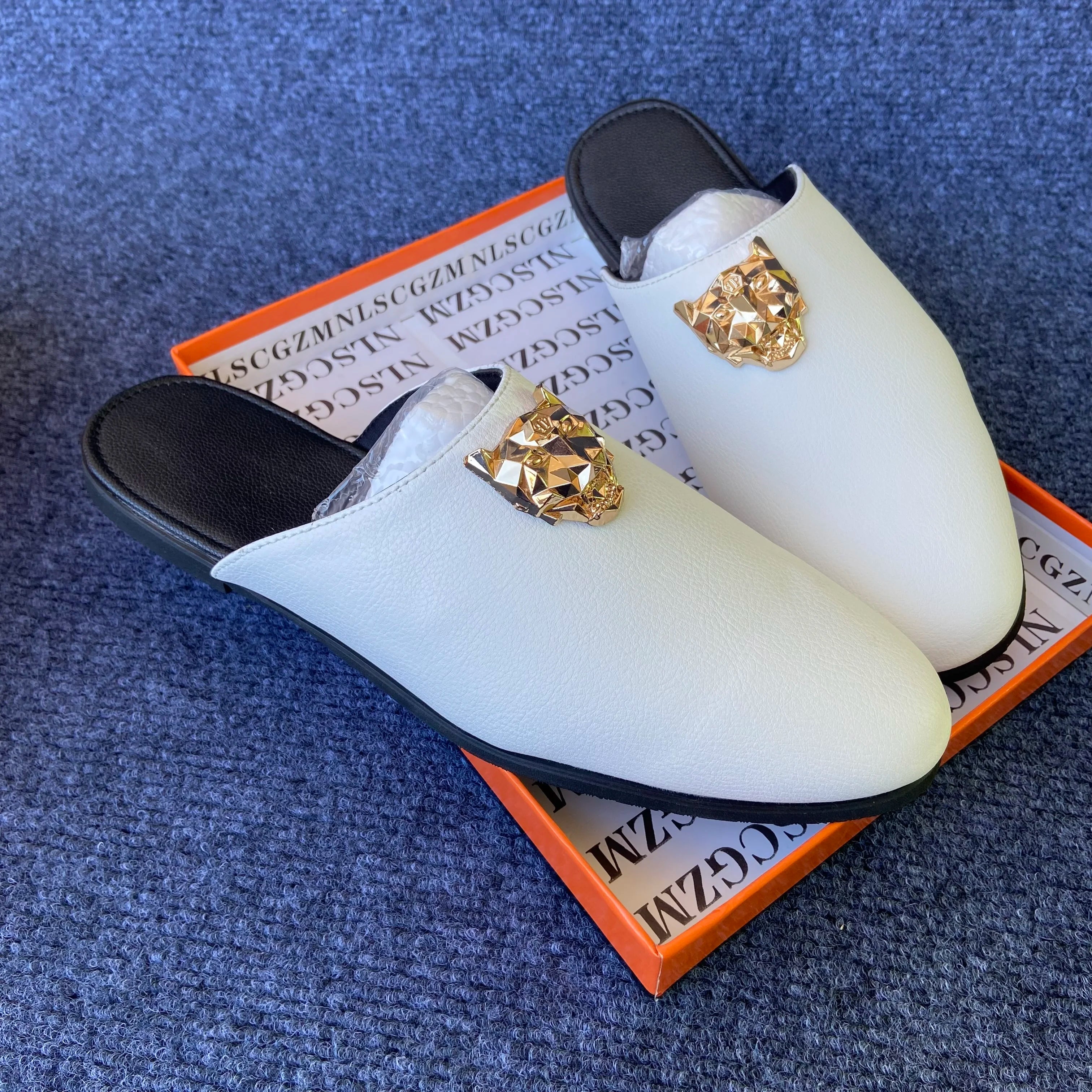 half slippers shoes for man mules luxury loafers designer shoes casual business mules homme masculinos