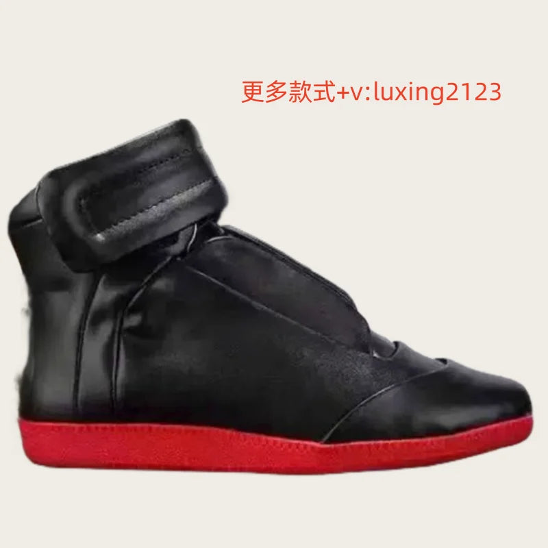 Men's High Top oes Genuine Leather Sport Casual White Dequn Sneakers mid Top Board oes Large Size Autumn Winter Faion