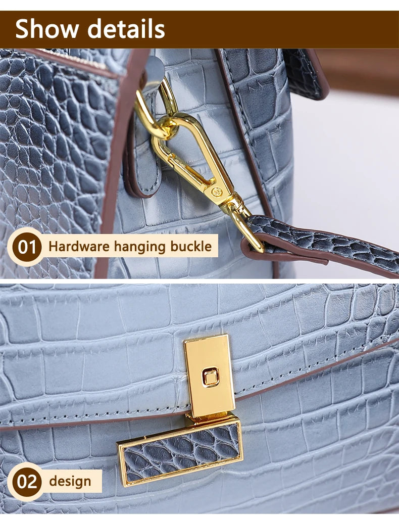 2025 New Crocodile Pattern Large Capacity Handbag Vintage Ladies Single Shoulder Slant Cross Bag Stylish Simple Women's Purse