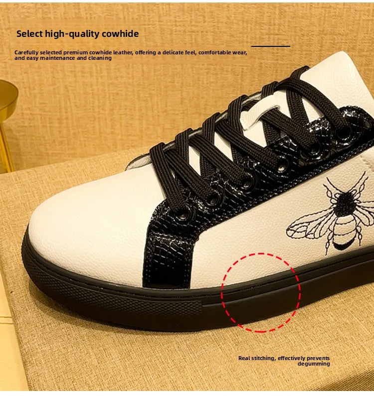 Genuine Leather Luxury Brand Shoes for Men Classic Embroidered Men Skateboard Shoes Designer Sport Shoes Men Zapatillas De Skate