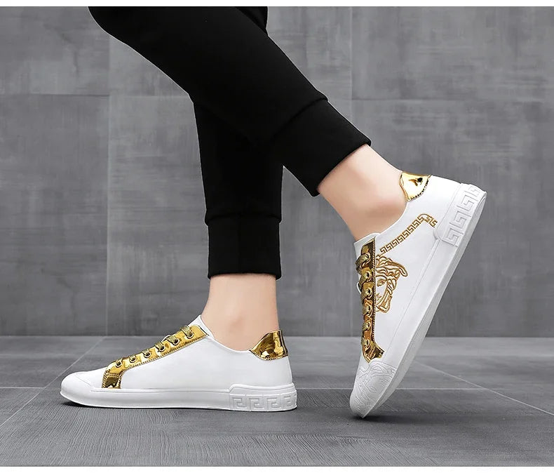 Men's Leather Shoes Casual Comfort Cricket Shoes Fashion Sneakers For Men Lightweight Driving Shoes