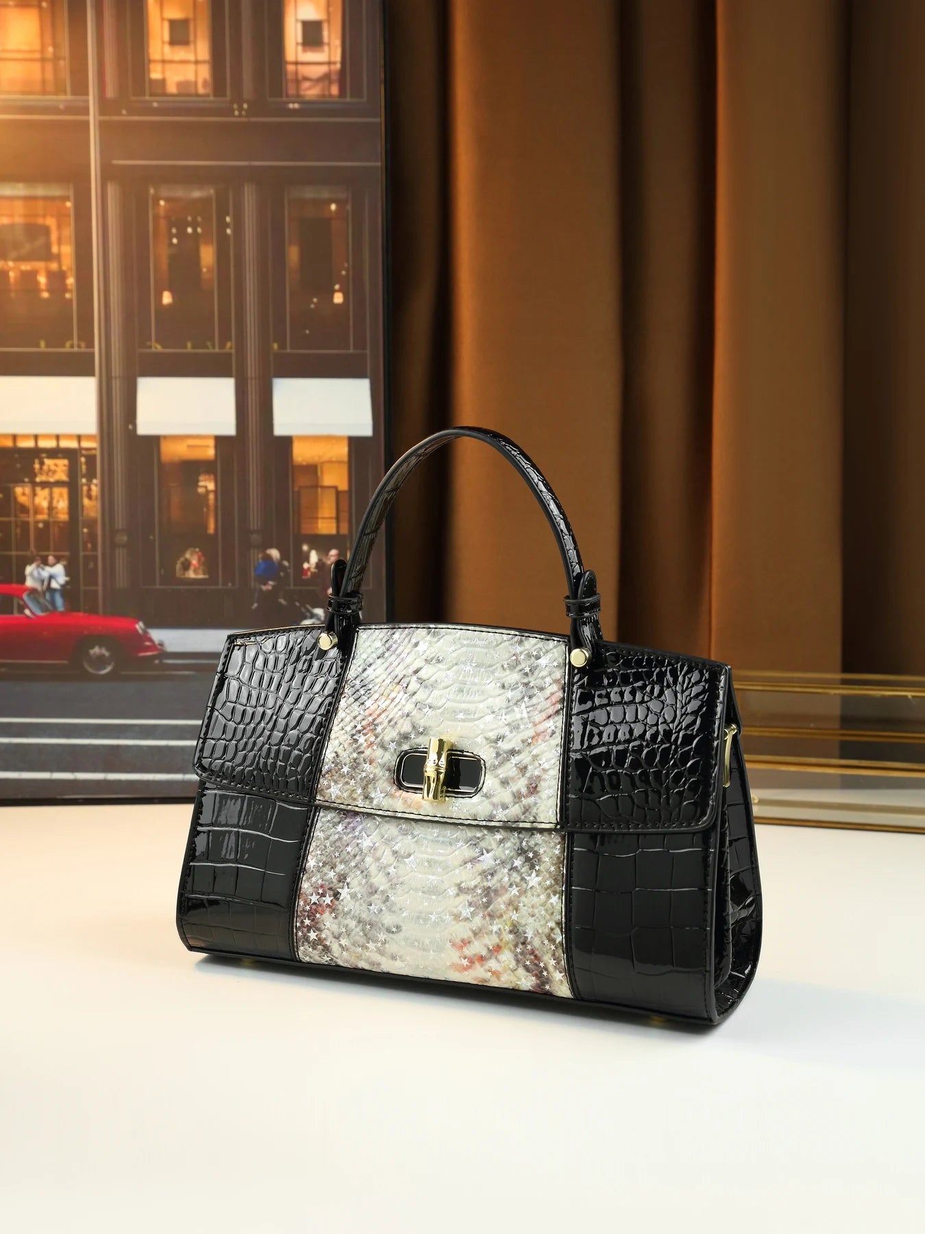 European and American fashion new snake pattern gradual change color matching light luxury high sense portable women's bag