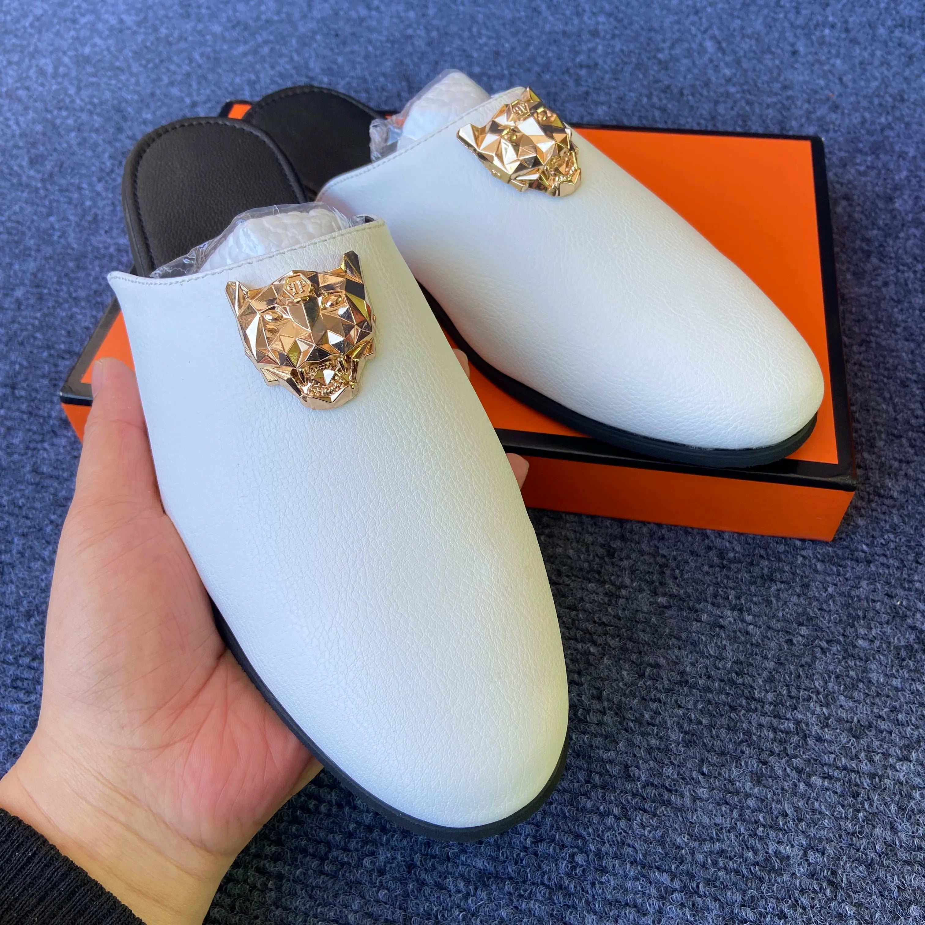 half slippers shoes for man mules luxury loafers designer shoes casual business mules homme masculinos